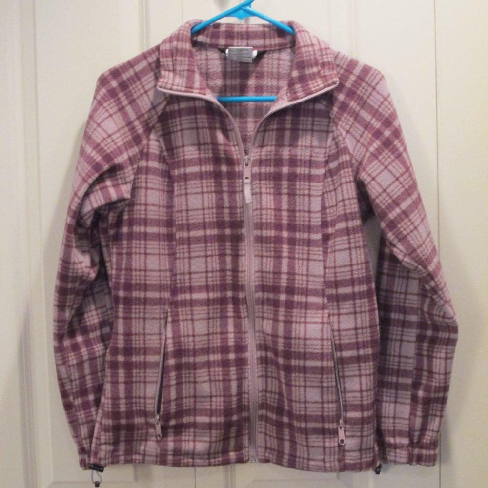 Columbia Full Zip Fleece Jacket Women’s Purple Plaid Zip Pockets Size S